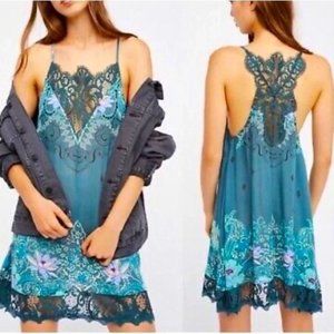 Free People Who's Sorry Now Blue Lace sz Lg GUC